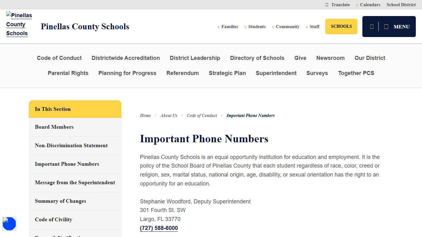 Important Phone Numbers